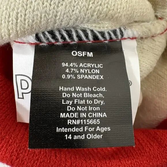 Snoopy Peanuts Pom Beanie Hat Woodstock One Size Stretch New Red White Sledding - Picture 9 of 9